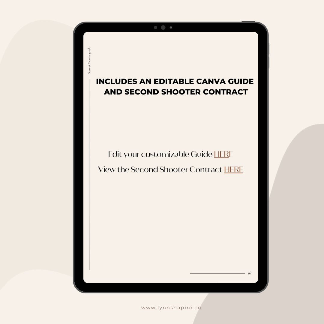 Editable Second Shooter Guide for CANVA + Bonus Contract